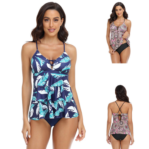 Damen Tankini-Set mit elastischem Oberteil und schwingendem Rock EB