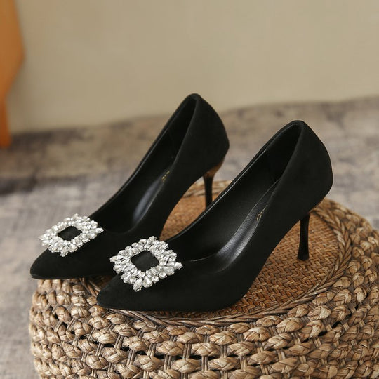 Damen elegante Spitzenpumps mit funkelndem Strassakzent EB