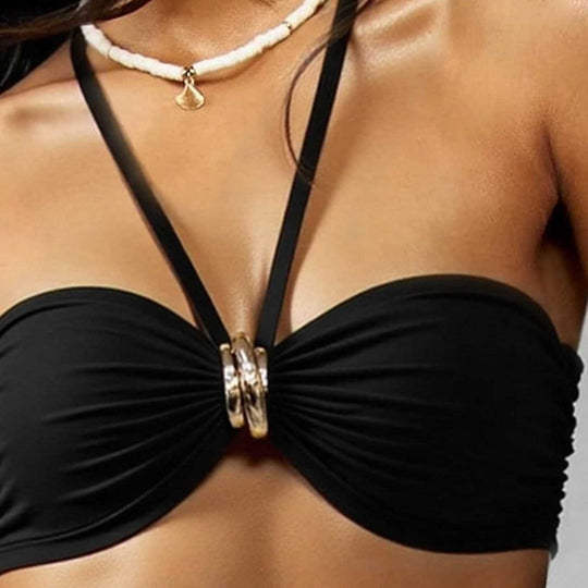 Damen Bandeau-Bikini mit elegantem Schmuckelement EB