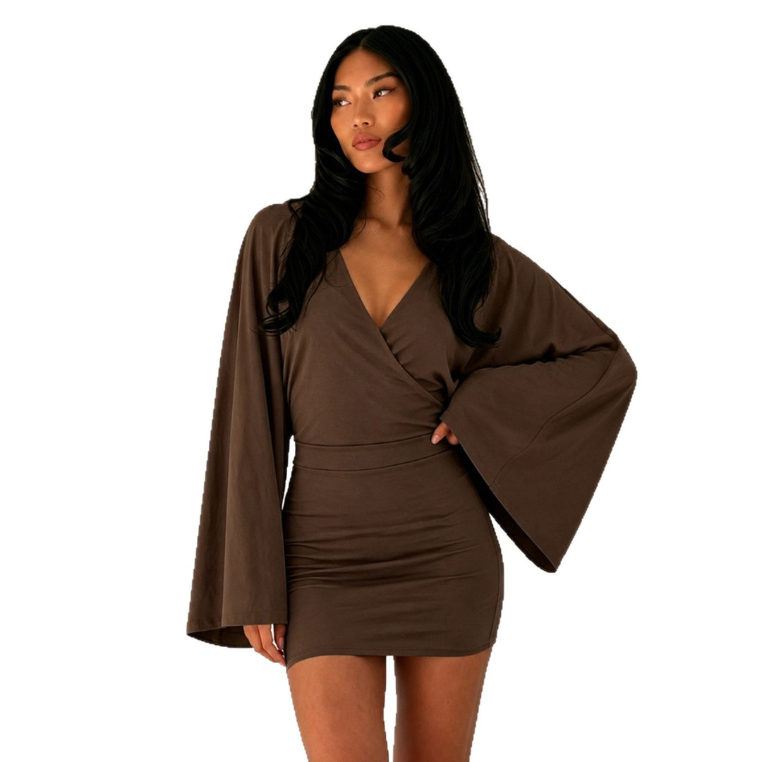Damen nan Wickel-Minikleid mit Kimonoärmeln, taillierter Miedernaht und stretchigem Jersey EB