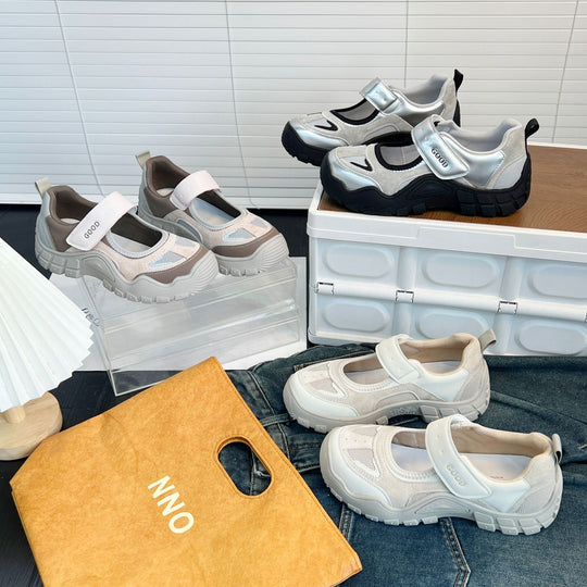 Damen Bequeme und stützende Sneakers mit Klettverschluss EB