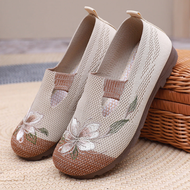 Damen Bequeme und stilvolle Slip-On Freizeitschuhe mit floralem Design EB