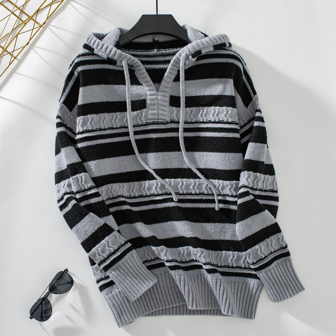 Damen Kapuzensweater mit modernen Streifenmustern EB
