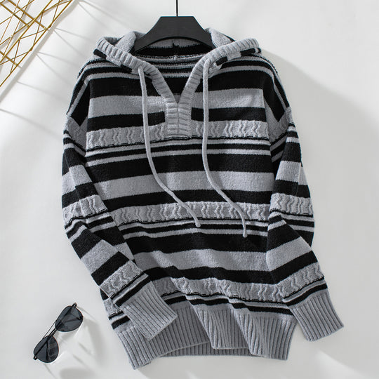 Damen Kapuzensweater mit modernen Streifenmustern EB