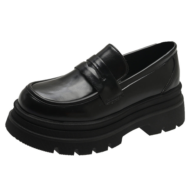 Damen nan modische Plateau-Loafer in Lederoptik mit profilierter Gummisohle und gepolstertem Fußbett EB