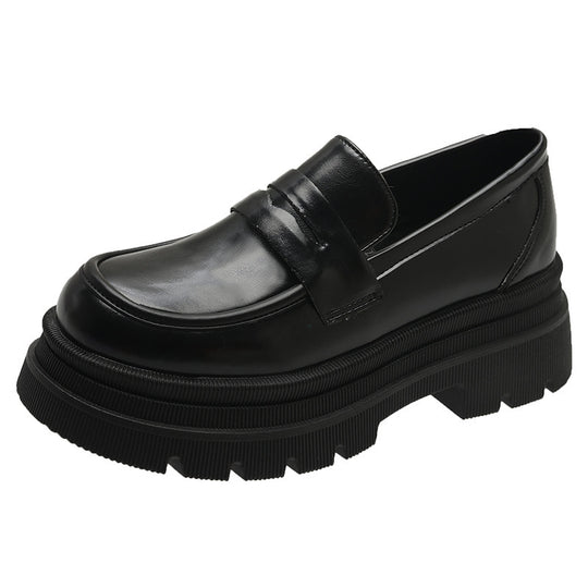 Damen nan modische Plateau-Loafer in Lederoptik mit profilierter Gummisohle und gepolstertem Fußbett EB