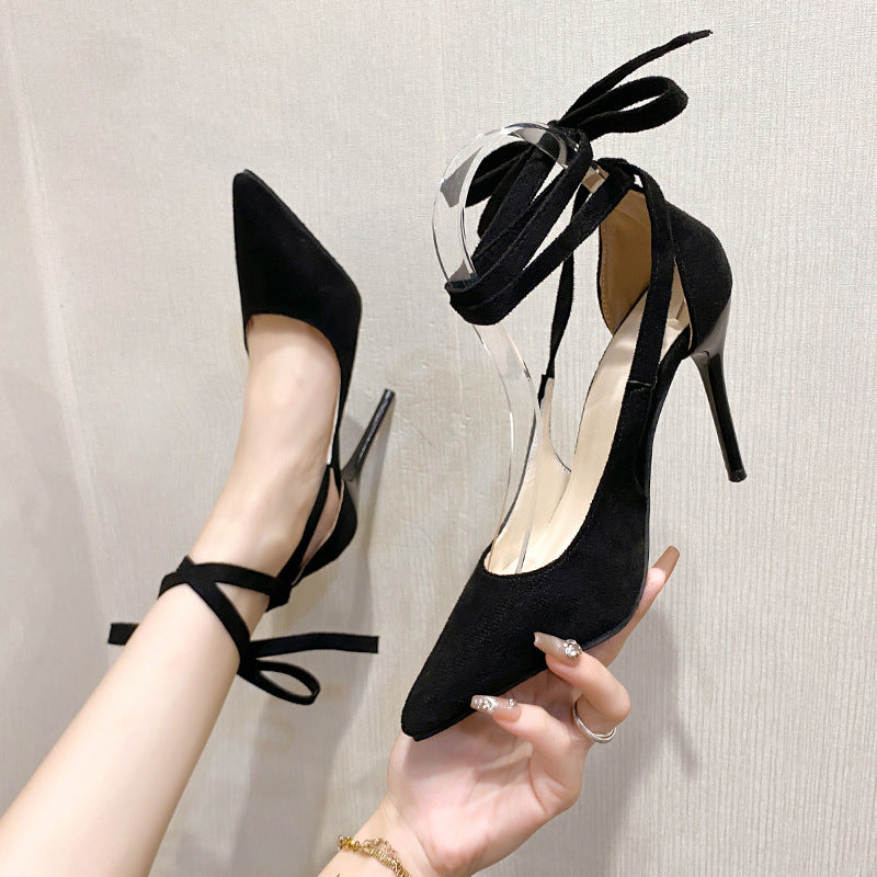 Damen elegante Pumps mit Schnürung und modischem Cut-Out-Design EB