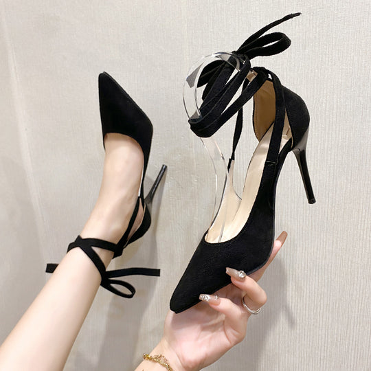Damen elegante Pumps mit Schnürung und modischem Cut-Out-Design EB