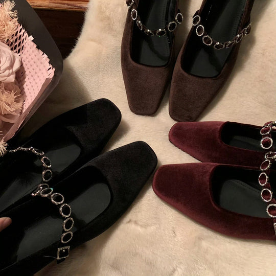 Damen elegante Ballerinas mit modischer Schnallenverzierung EB