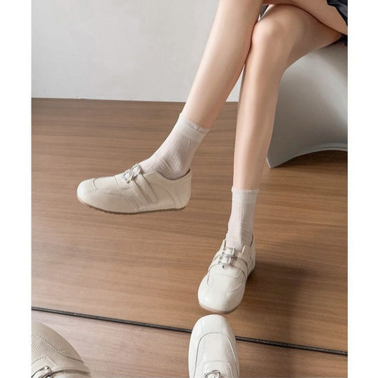 Damen modische Ballerinas mit floralem Design und glänzender Oberfläche EB