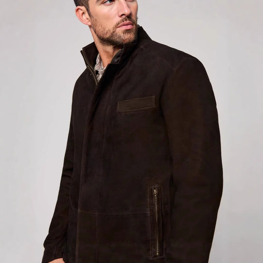Herren Wildlederjacke im klassischen Schnitt mit Stehkragen und praktischen Taschen EB