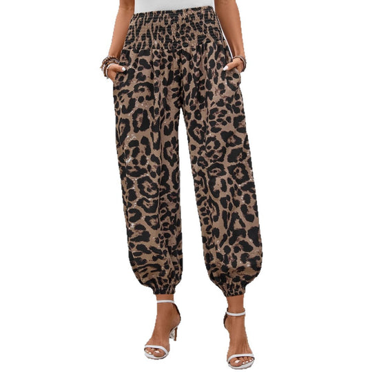 Damen weite Leopardenmuster-Hosen EB