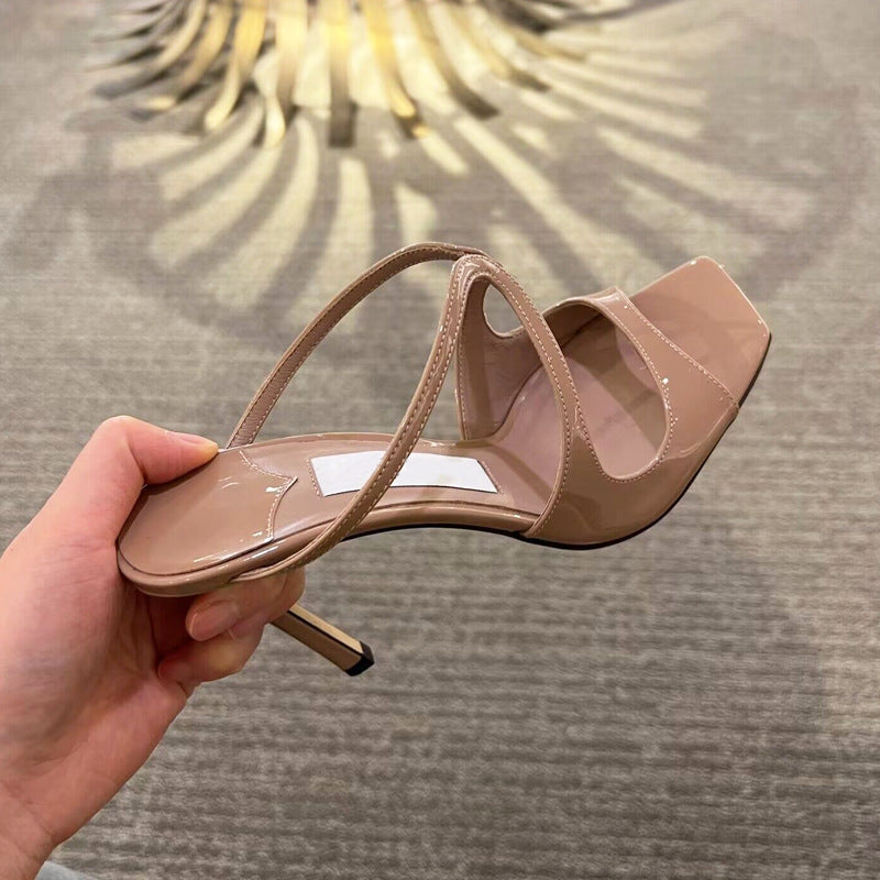 Damen elegante High Heel Sandalen mit transparentem Riemendesign EB