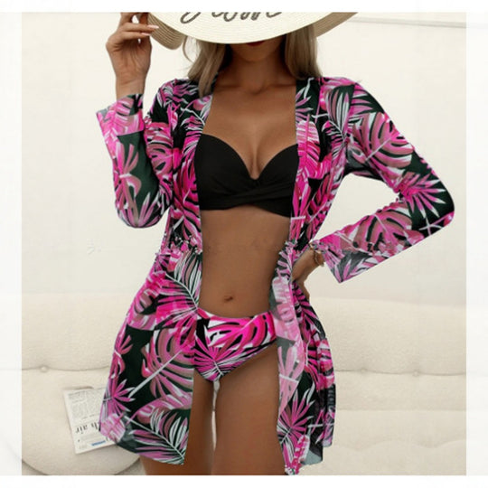 Damen geraffte Strandüberjacke mit floralem Muster EB