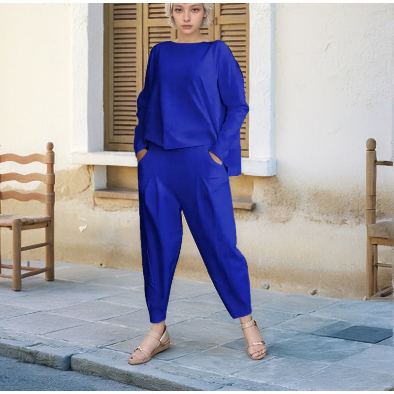Damen Sportliches Sweat-Outfit mit elastischem Bund und geräumigen Taschen EB