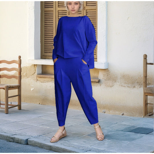 Damen Sportliches Sweat-Outfit mit elastischem Bund und geräumigen Taschen EB