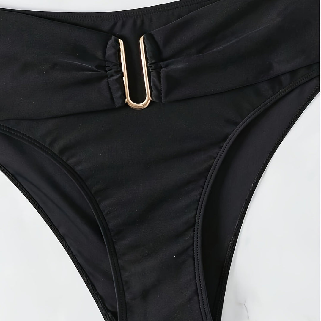 Damen Bikini-Set mit hoch taillierter Hose und dekorativem Schnürverschluss EB