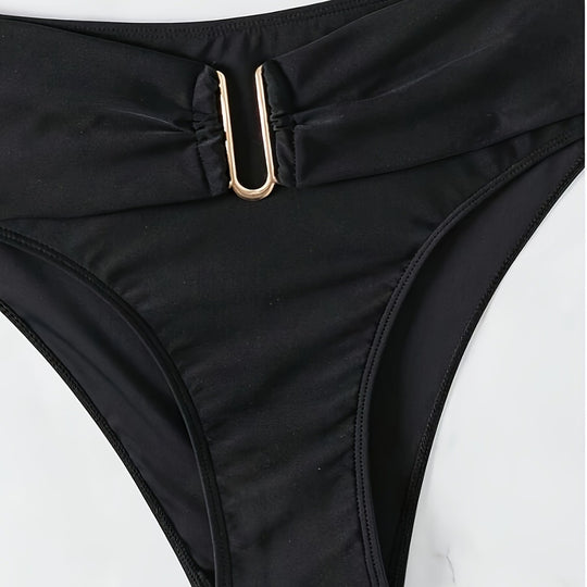 Damen Bikini-Set mit hoch taillierter Hose und dekorativem Schnürverschluss EB