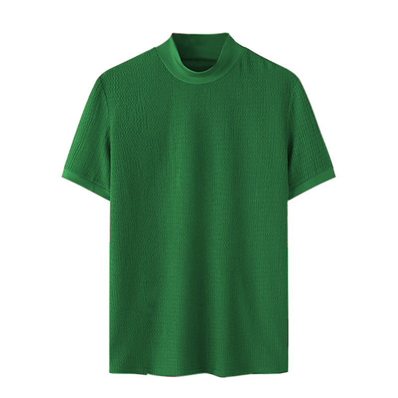 Herren nan Kurzarm Feinstrickshirt mit Stehkragen EB