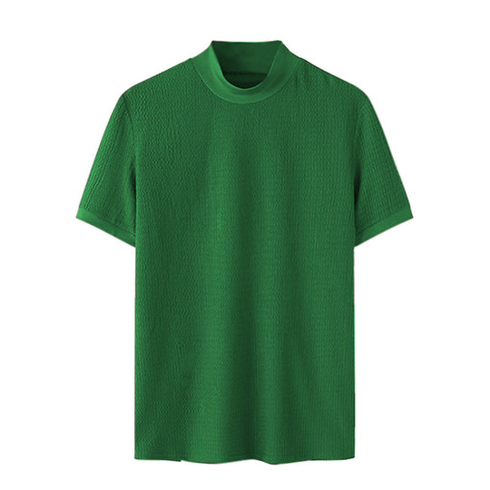 Herren nan Kurzarm Feinstrickshirt mit Stehkragen EB