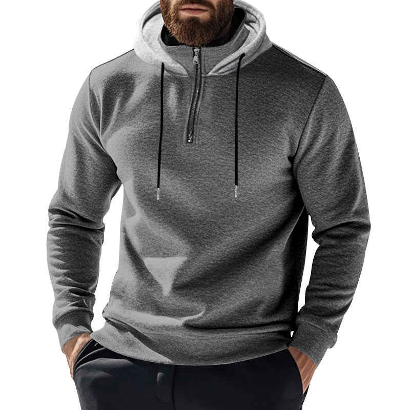 Herren nan Halbzip-Kapuzenpullover mit kontrastkapuze, Kordelzug und schmaler Silhouette EB