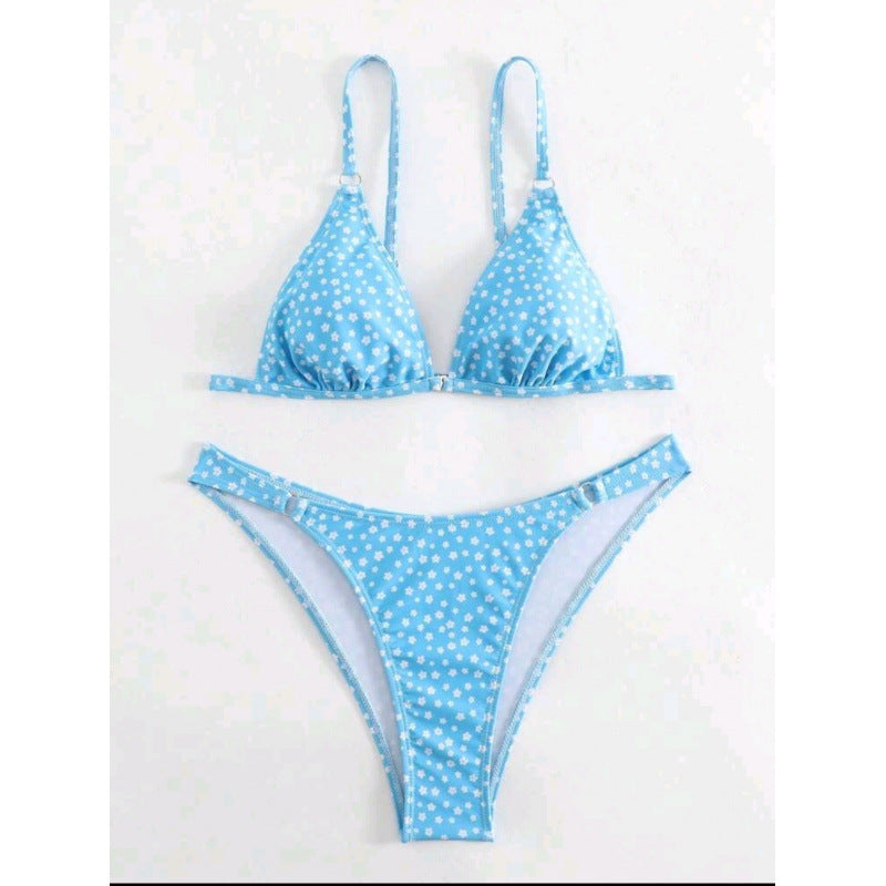 Damen Triangel-Bikini mit verspieltem Muster EB
