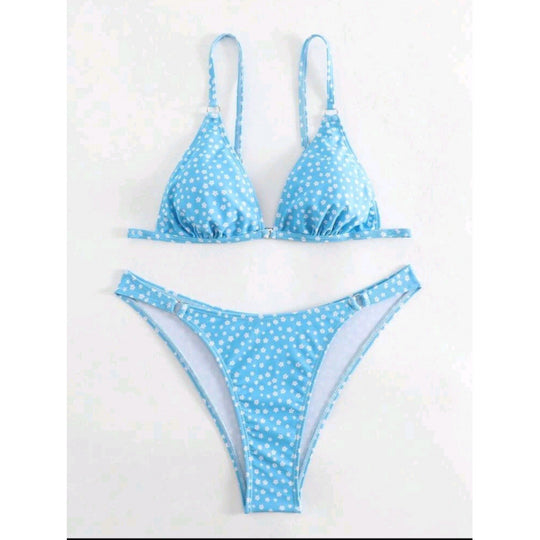 Damen Triangel-Bikini mit verspieltem Muster EB