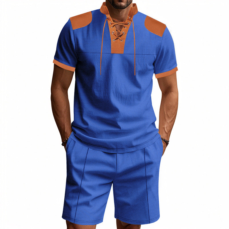 Herren lässiges Sport-Set mit dezenten Kontrastdetails und funktionalem Kragen EB