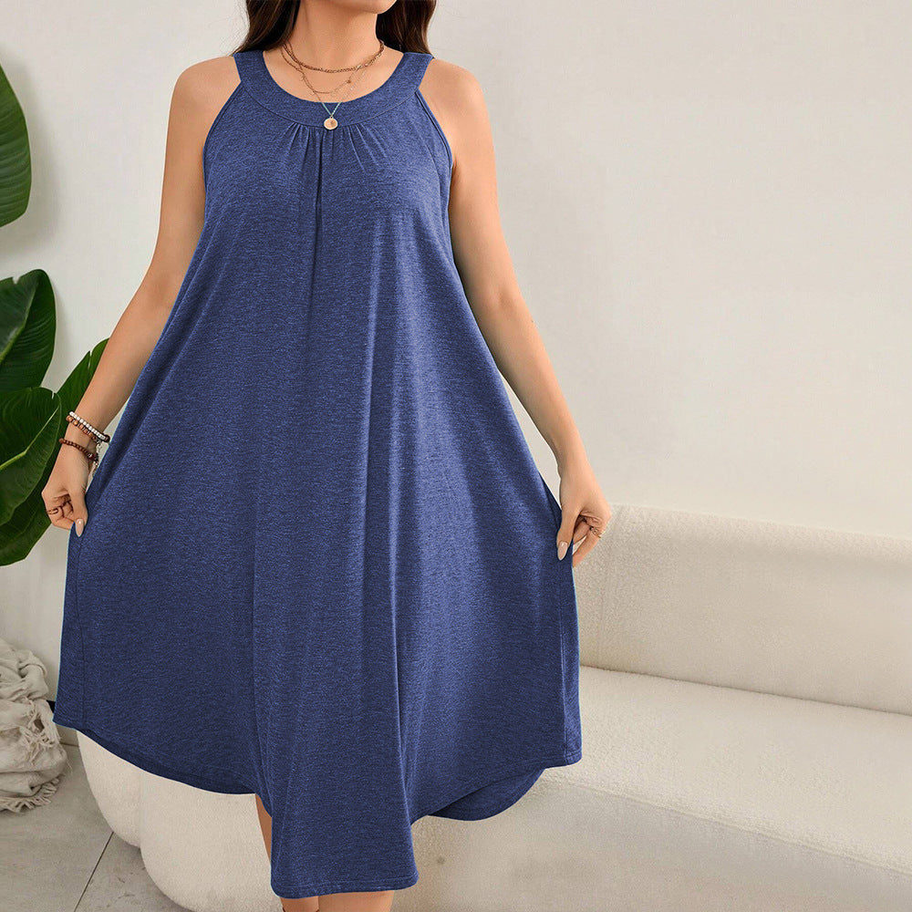 Damen lässiges A-Linien-Kleid mit großzügigem Schnitt und atmungsaktivem Material EB