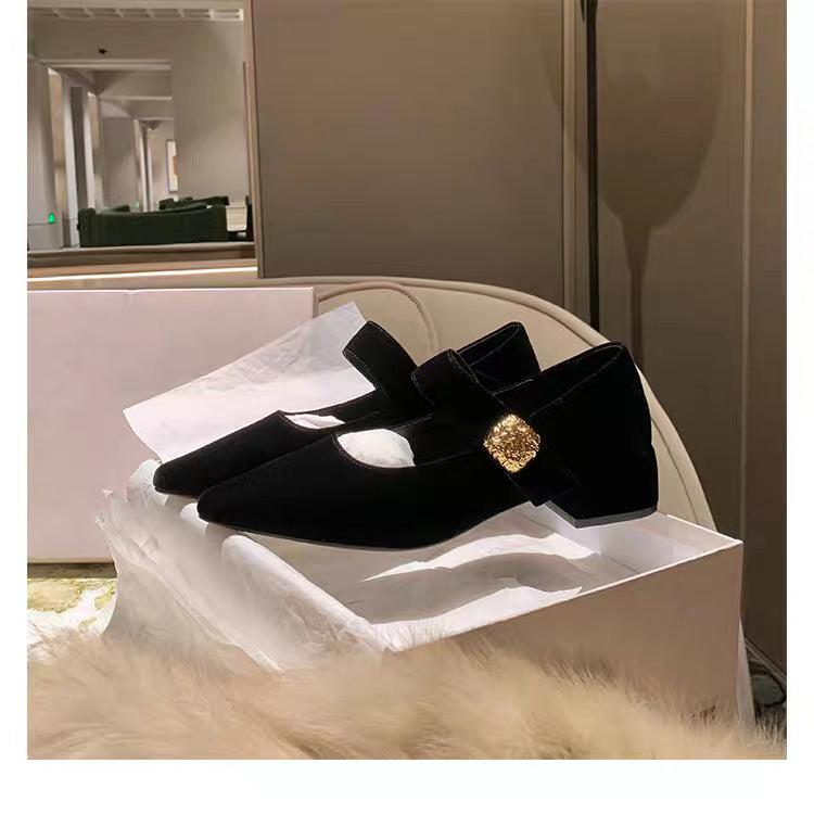 Damen modische Ballerinas mit elegantem Riemchen und luxuriöser Schnalle EB