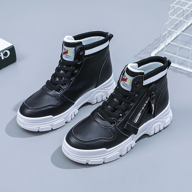 Damen Hohe Sneakers mit modischem Reißverschluss und atmungsaktivem Innenfutter EB