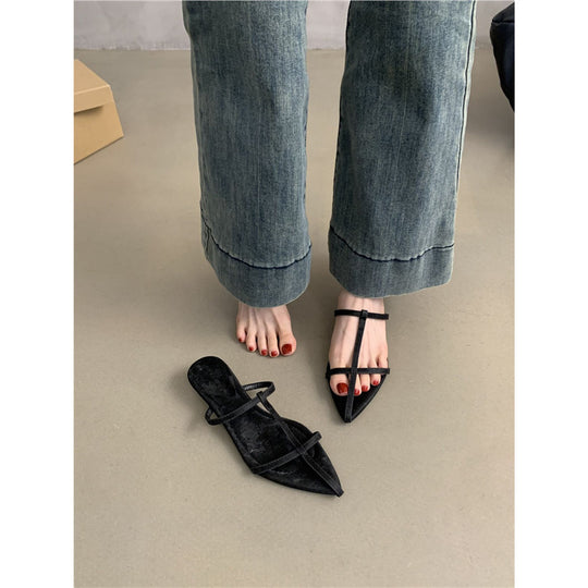 Damen elegante Slingback-Flats mit spitzem Design EB