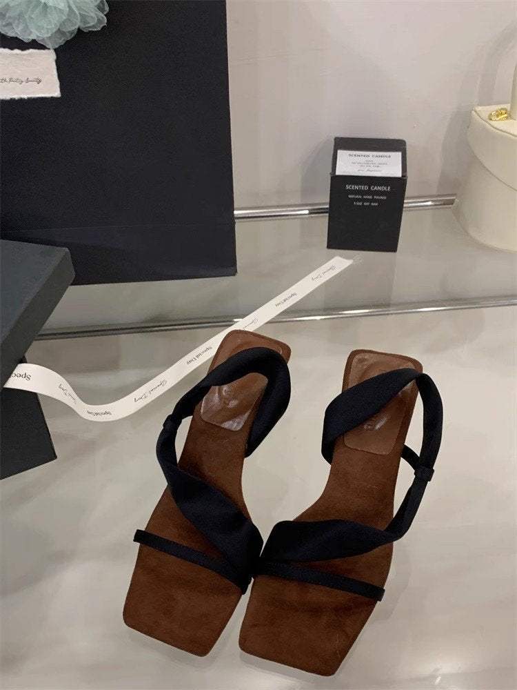Damen elegante Slingback-Sandalen mit modischem Kreuzriemen EB