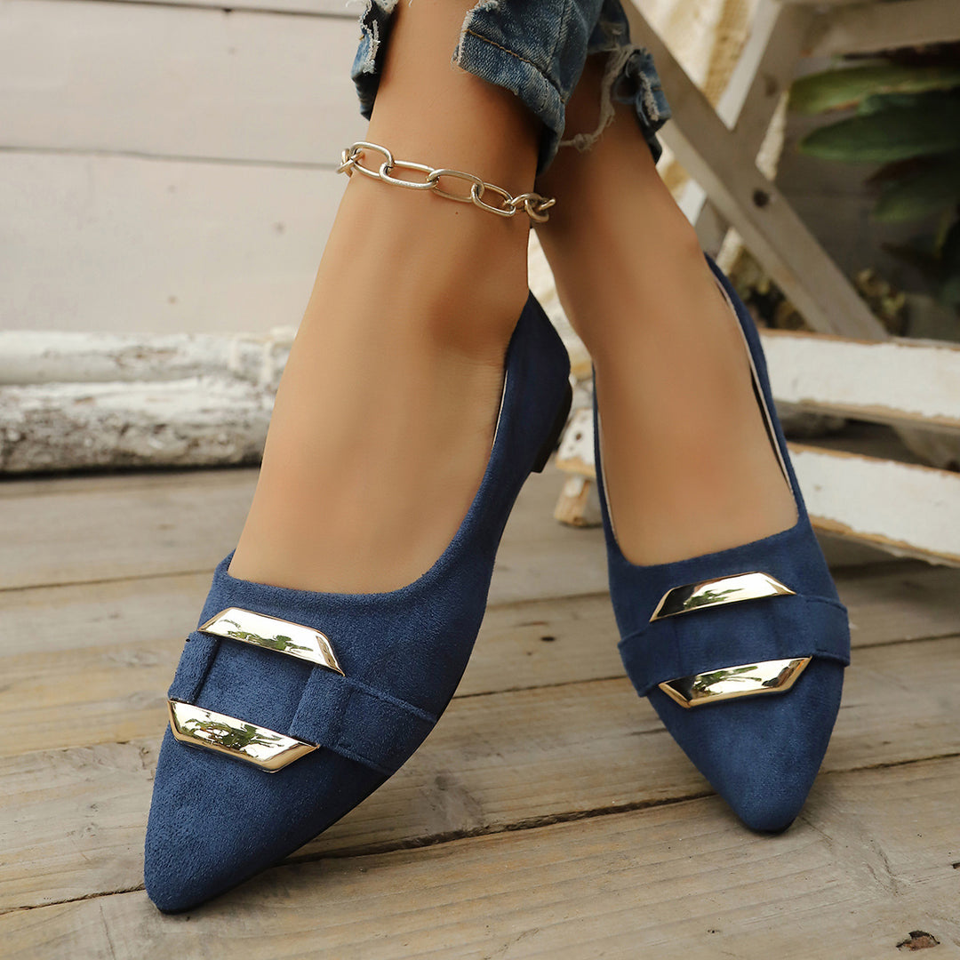 Damen Elegante Ballerinas mit modischem Schnallen-Design EB