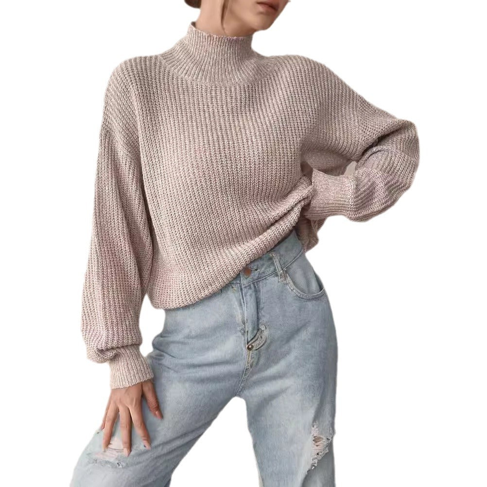 Damen Grobstrickpullover mit Rollkragen und lässigem Schnitt EB
