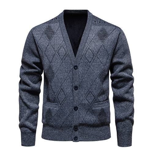 Herren stilvolle Strickjacke mit Rautenmuster EB