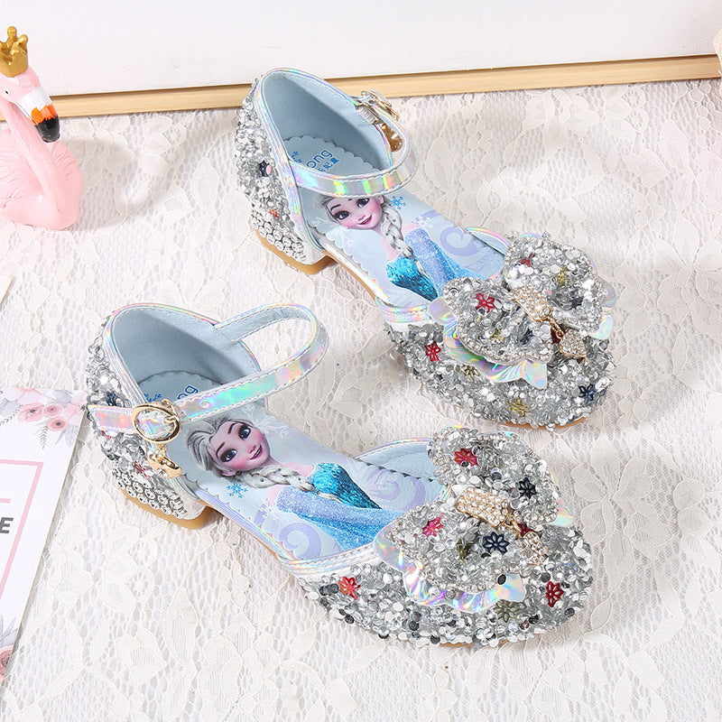 Mädchen Glitzernde Ballerinas mit Blumen- und Strassverzierung EB