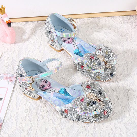 Mädchen Glitzernde Ballerinas mit Blumen- und Strassverzierung EB