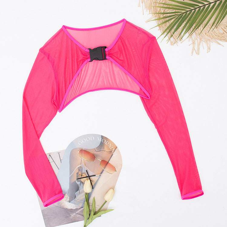 Damen Langärmliger Crop-Top Überwurf EB