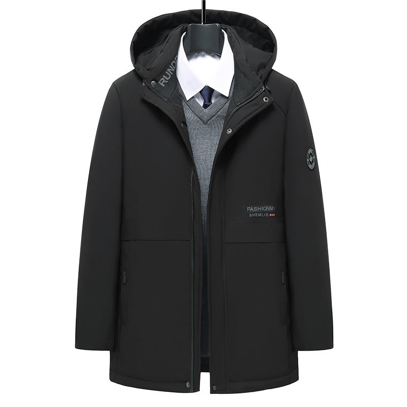 Herren mittellanger Thermoparka mit Kapuze, wind- und wasserabweisender Performance-Außenhülle EB