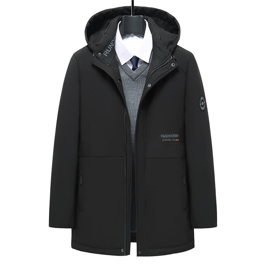 Herren mittellanger Thermoparka mit Kapuze, wind- und wasserabweisender Performance-Außenhülle EB
