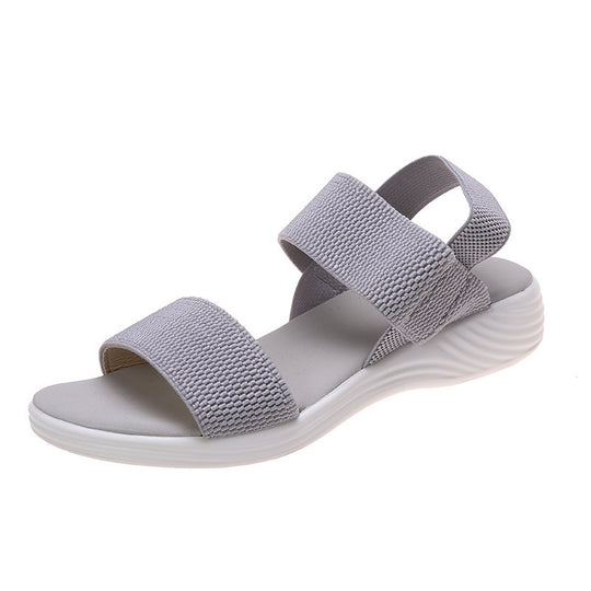 Damen Strick‑Sandalen mit elastischen Riemen und dämpfender Plateau‑Sohle EB