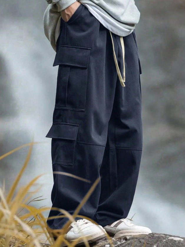 Herren nan weite Cargo-Hose mit Mehrfachtaschen, Tunnelzug und verstärkten Kniepartien EB
