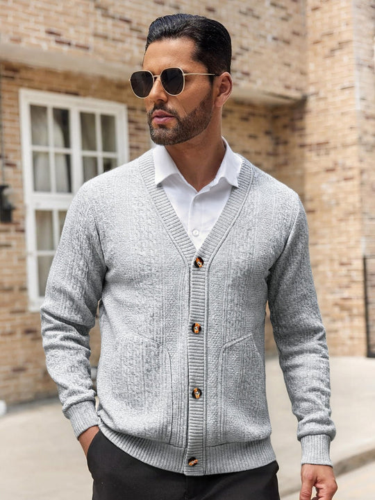 Herren Modischer Strickcardigan mit praktischen Taschen und einzigartiger Textur EB
