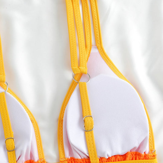 Damen modischer Bikini mit feinen Trägern und raffiniertem Schnitt EB