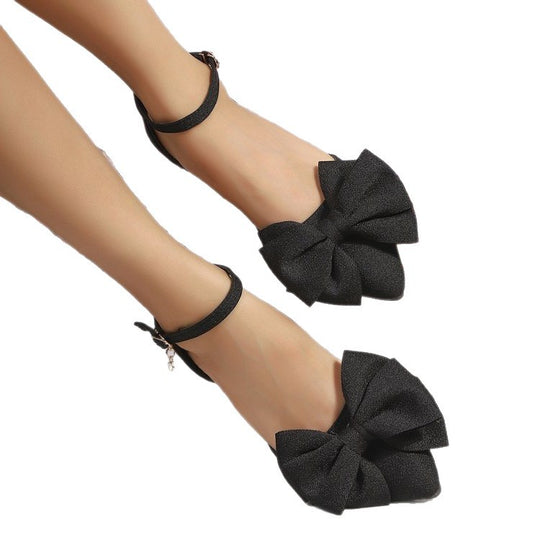 Damen elegante Slipper mit großer Schleifenapplikation EB