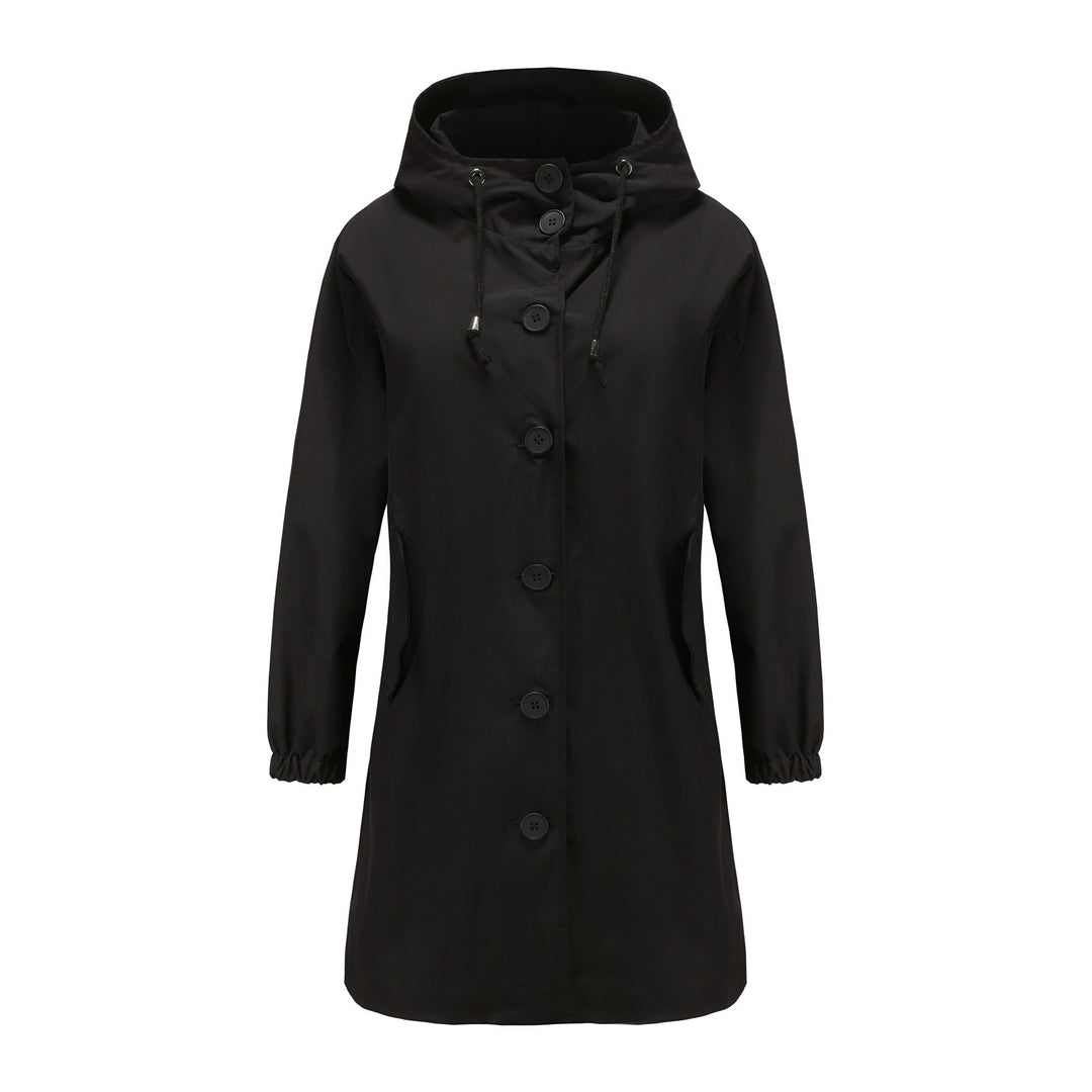 Damen modische Übergangsjacke mit verstellbarer Kapuze und praktischen Taschen EB