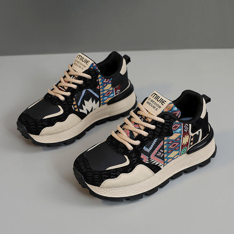 Damen Sportliche Sneakers mit farbenfrohem Ethno-Muster und rutschfester Sohle EB