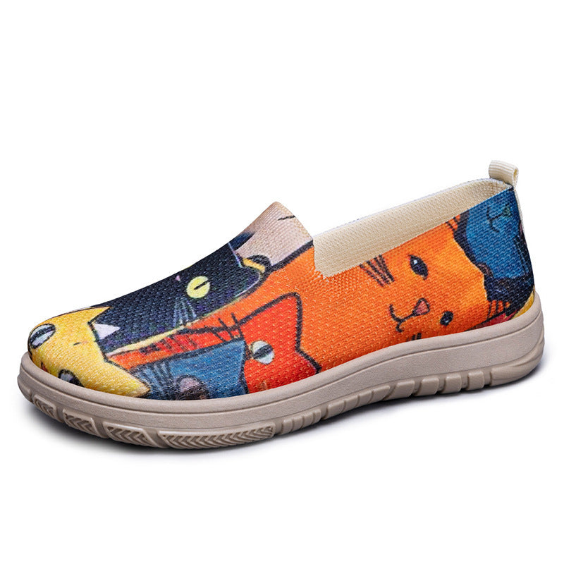 Damen Bequeme Slip-On Sneakers mit buntem Design EB