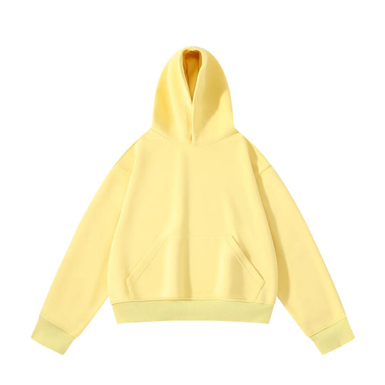 Unisex schwerer Oversize-Kapuzenpullover mit doppellagiger Kapuze Kängurutasche und breitem Rippbund EB
